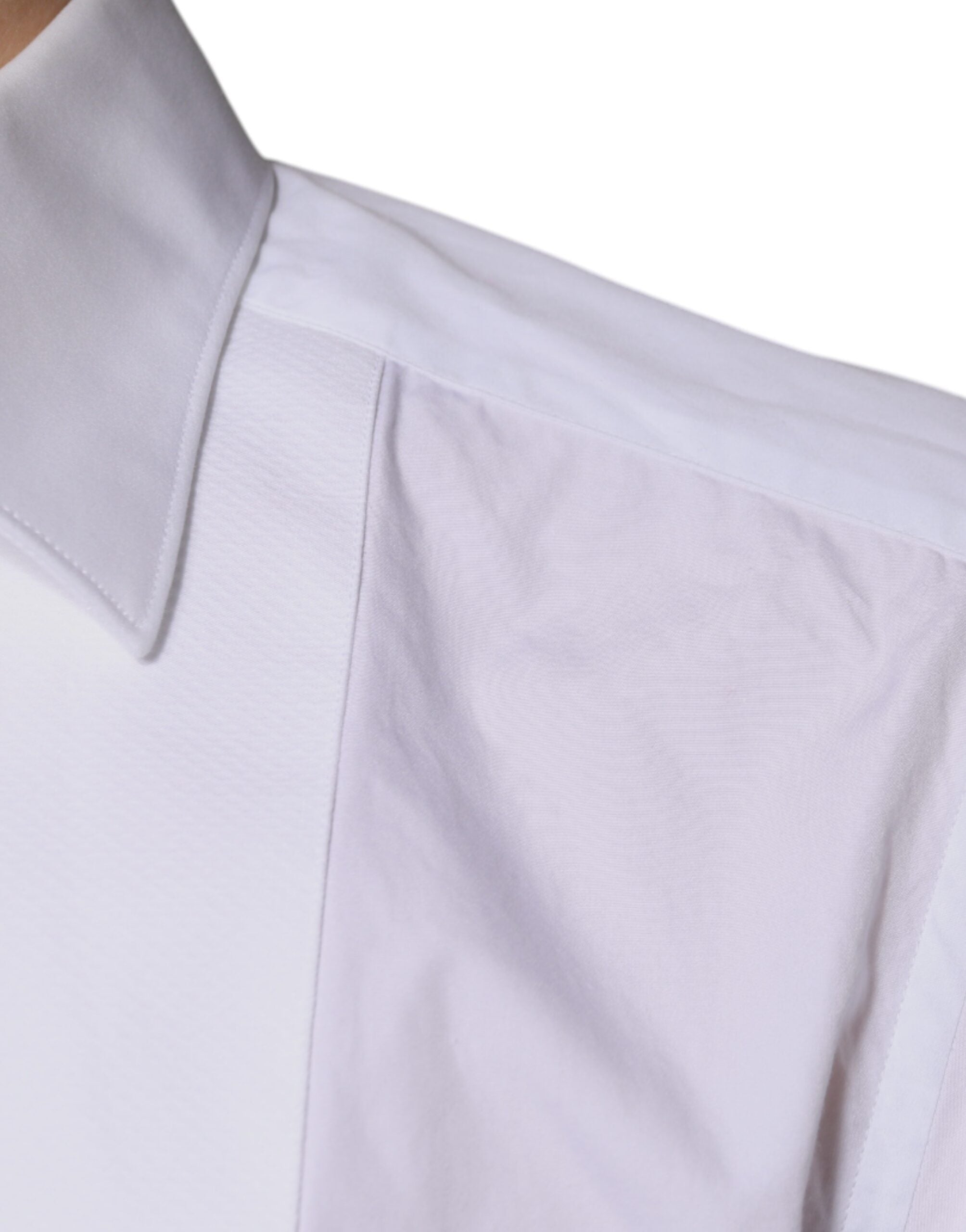 Dolce & Gabbana White Bib Cotton Poplin GOLD Men's Shirt